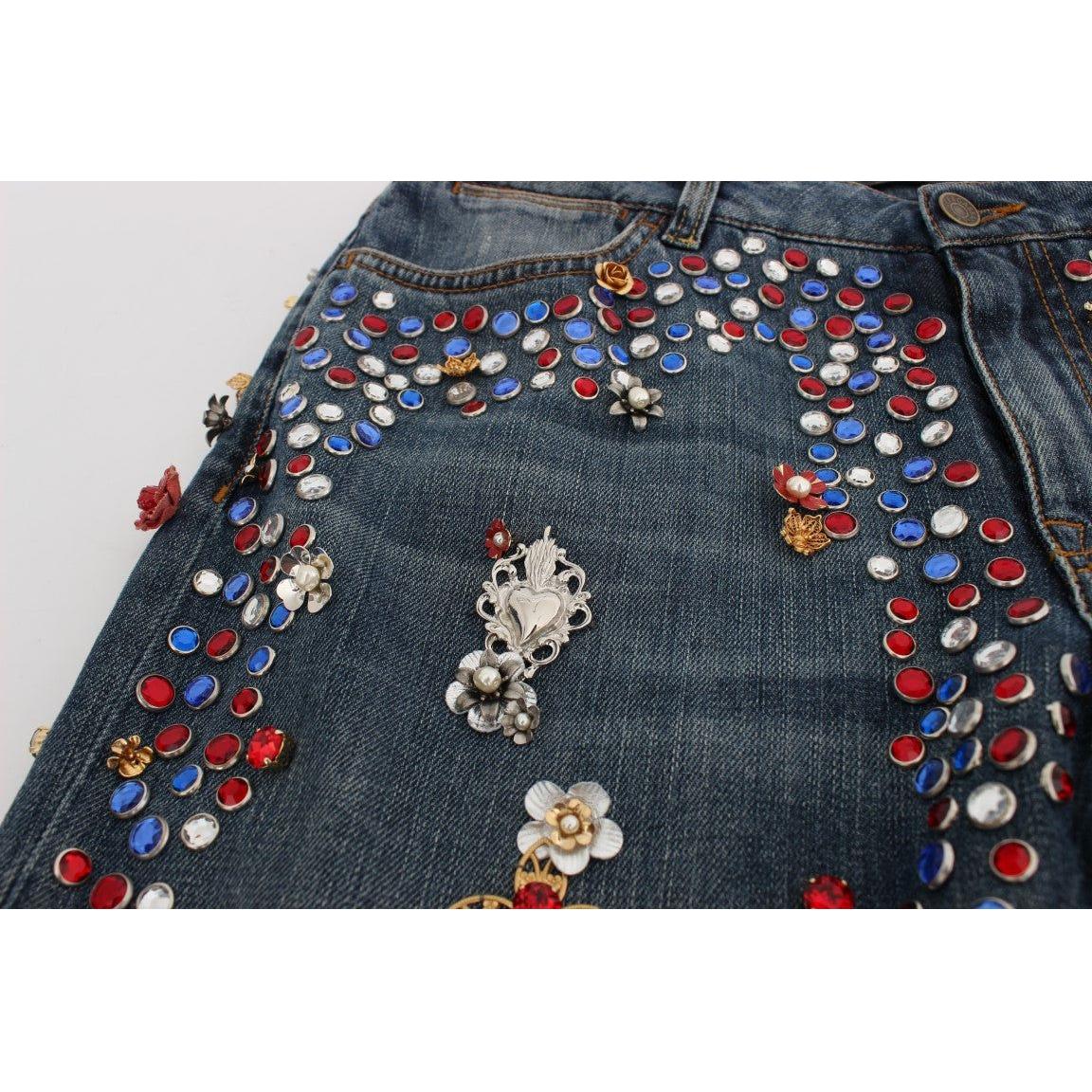 Dolce & Gabbana Enchanted Sicily Crystal Heart Boyfriend Jeans Dolce & Gabbana Dark Slate Gray
