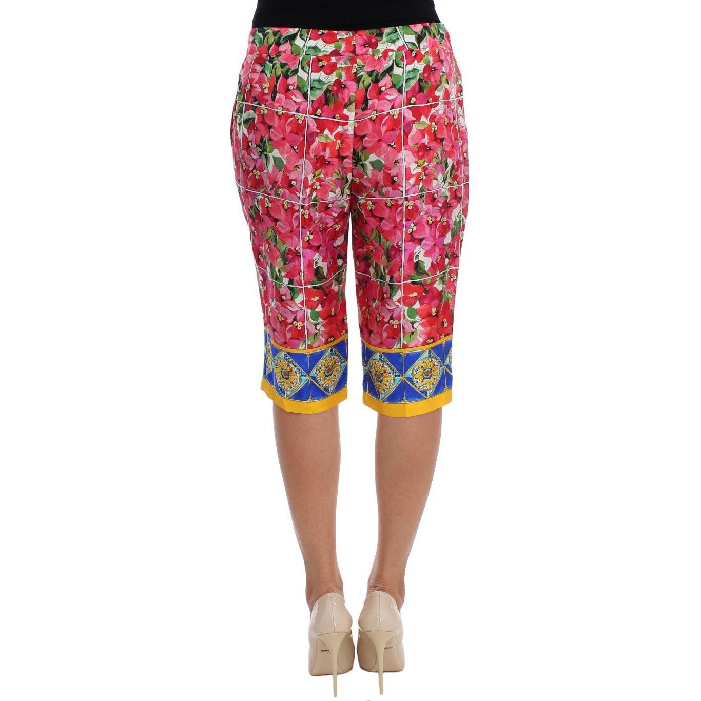 Dolce & Gabbana Multicolor Floral Silk Capri Pants Dolce & Gabbana Rosy Brown