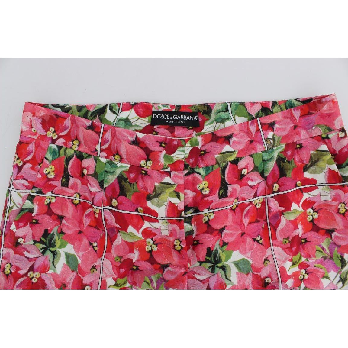 Dolce & Gabbana Multicolor Floral Silk Capri Pants Dolce & Gabbana Maroon