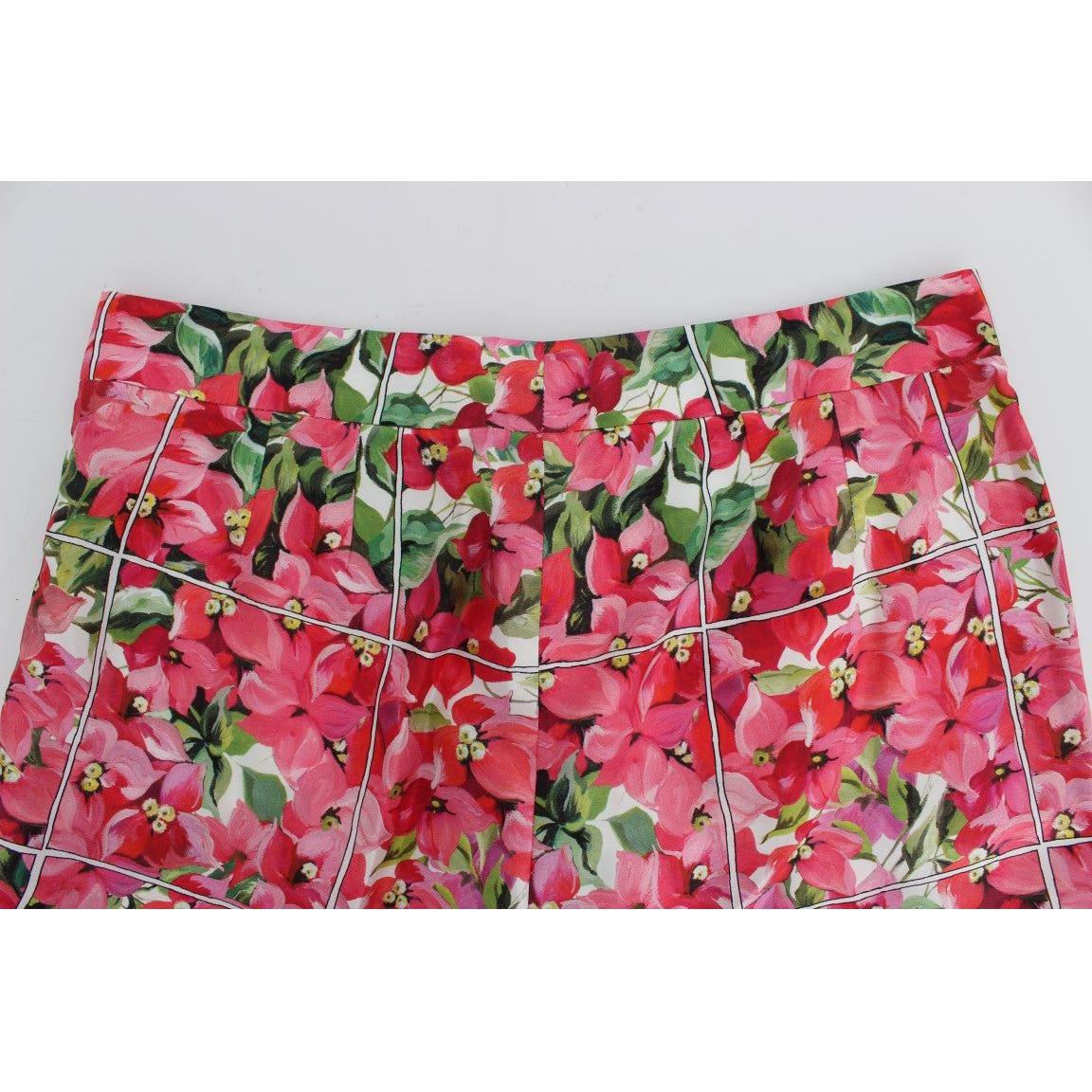 Dolce & Gabbana Multicolor Floral Silk Capri Pants Dolce & Gabbana Maroon