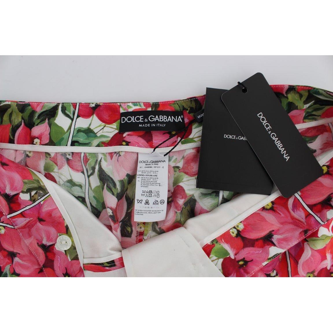 Dolce & Gabbana Multicolor Floral Silk Capri Pants Dolce & Gabbana Gray