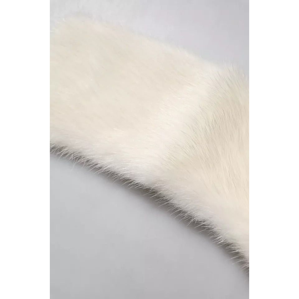 Dolce & Gabbana White Mink Fur Collar Women Neck Wrap Scarf MS7107