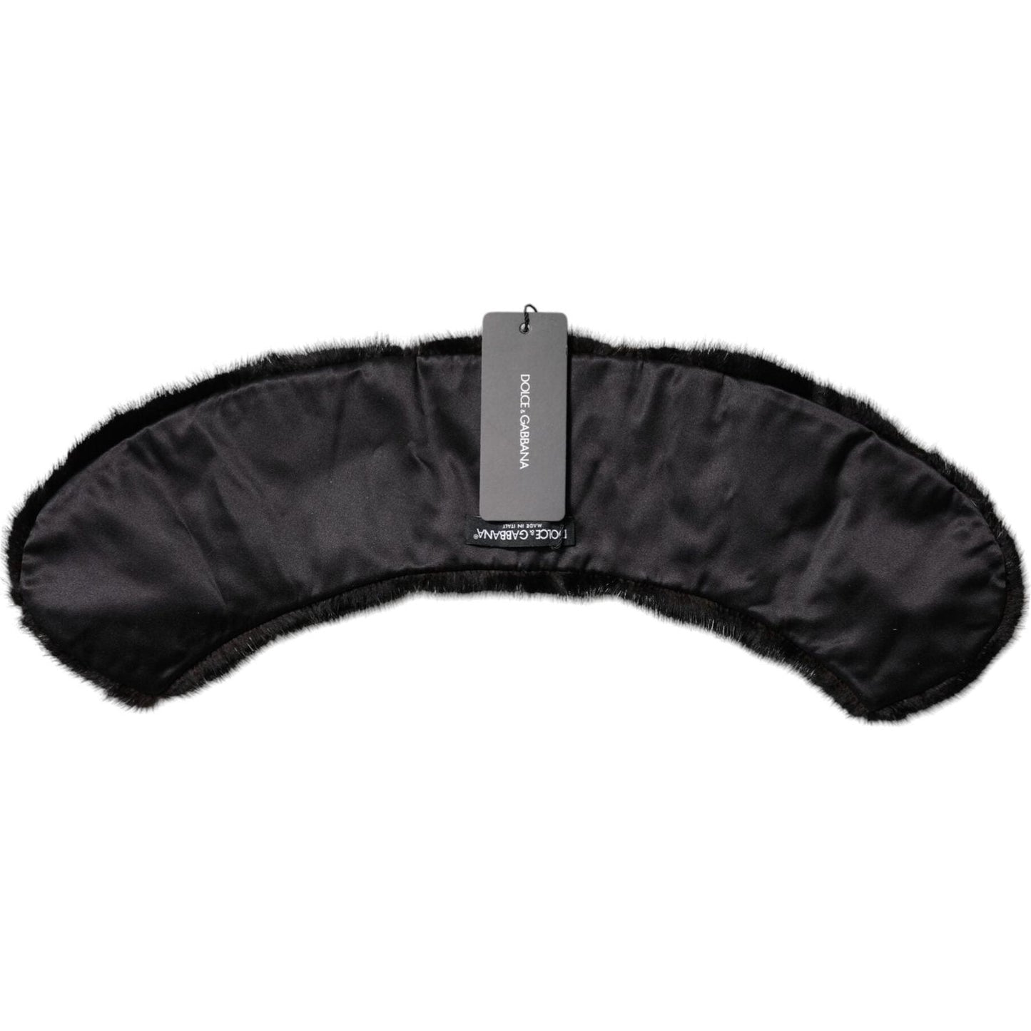Dolce & Gabbana Black Fur Shawl Neck Wrap Cover Collar Scarf