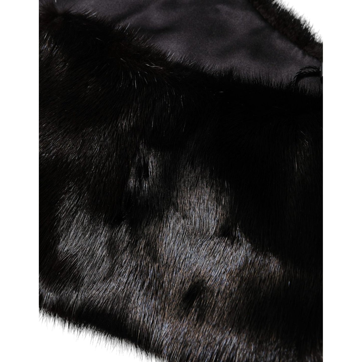 Dolce & Gabbana Black Fur Shawl Neck Wrap Cover Collar Scarf