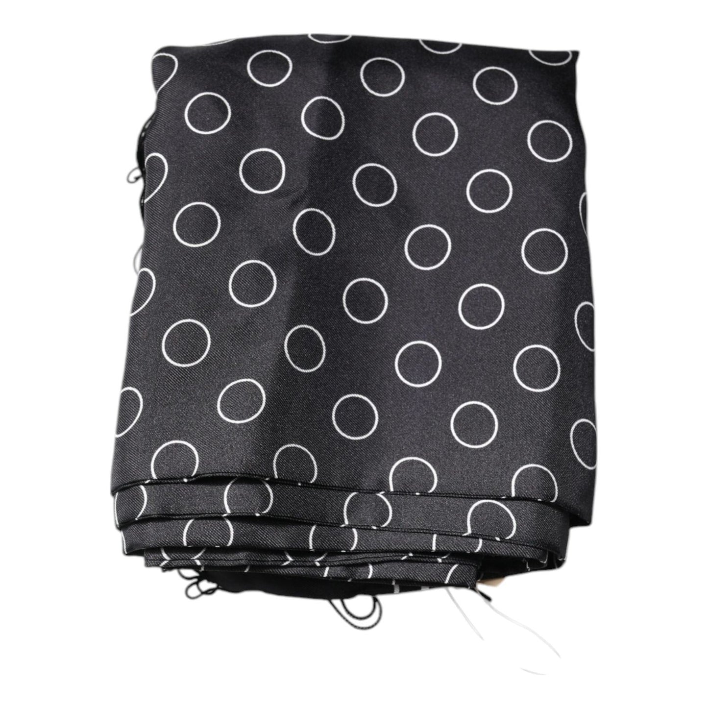Dolce & Gabbana Black Circles Silk Fringes Shawl Wrap Scarf MS7227