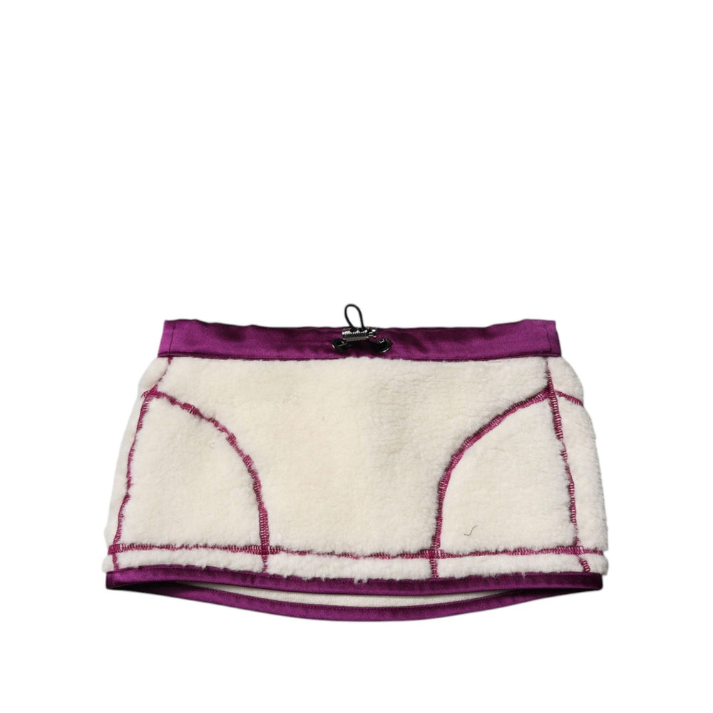 Dolce & Gabbana White Purple Cashmere Fleece Neck Warmer Scarf MS7415