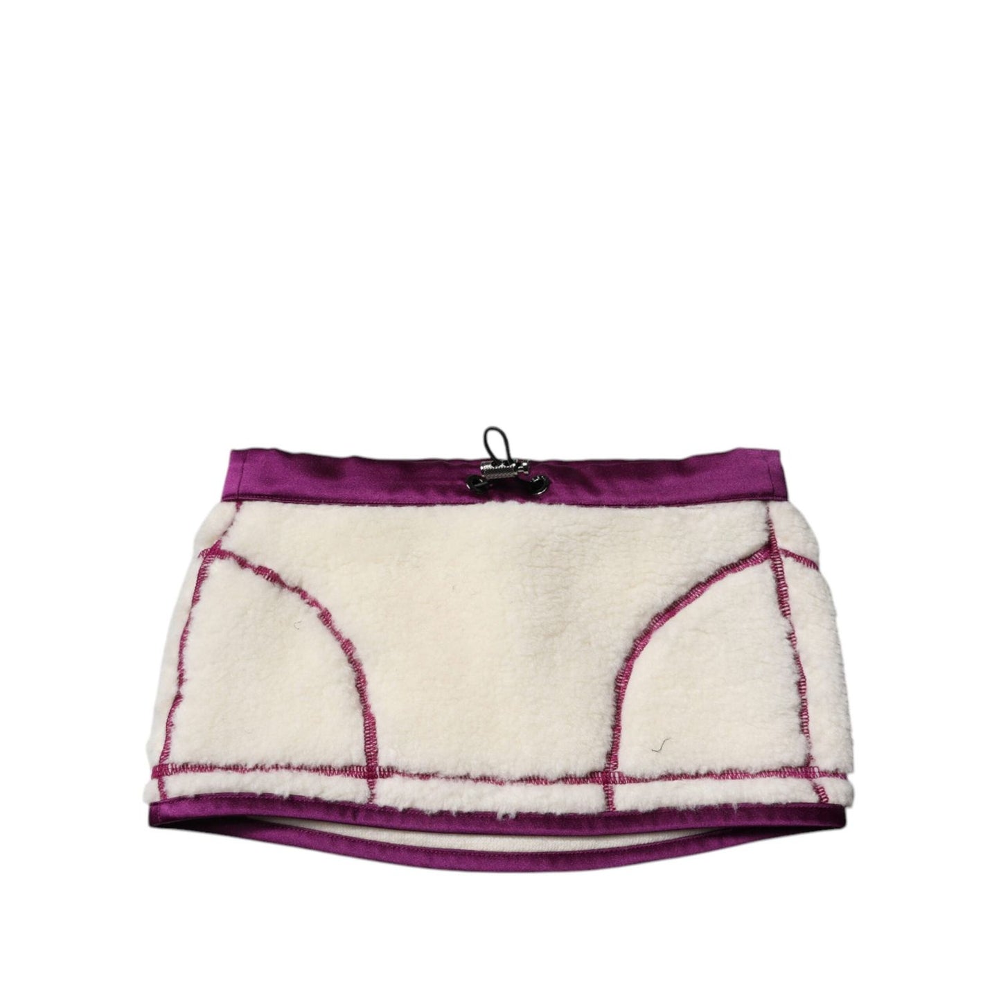 Dolce & Gabbana White Purple Cashmere Fleece Neck Warmer Scarf MS7415