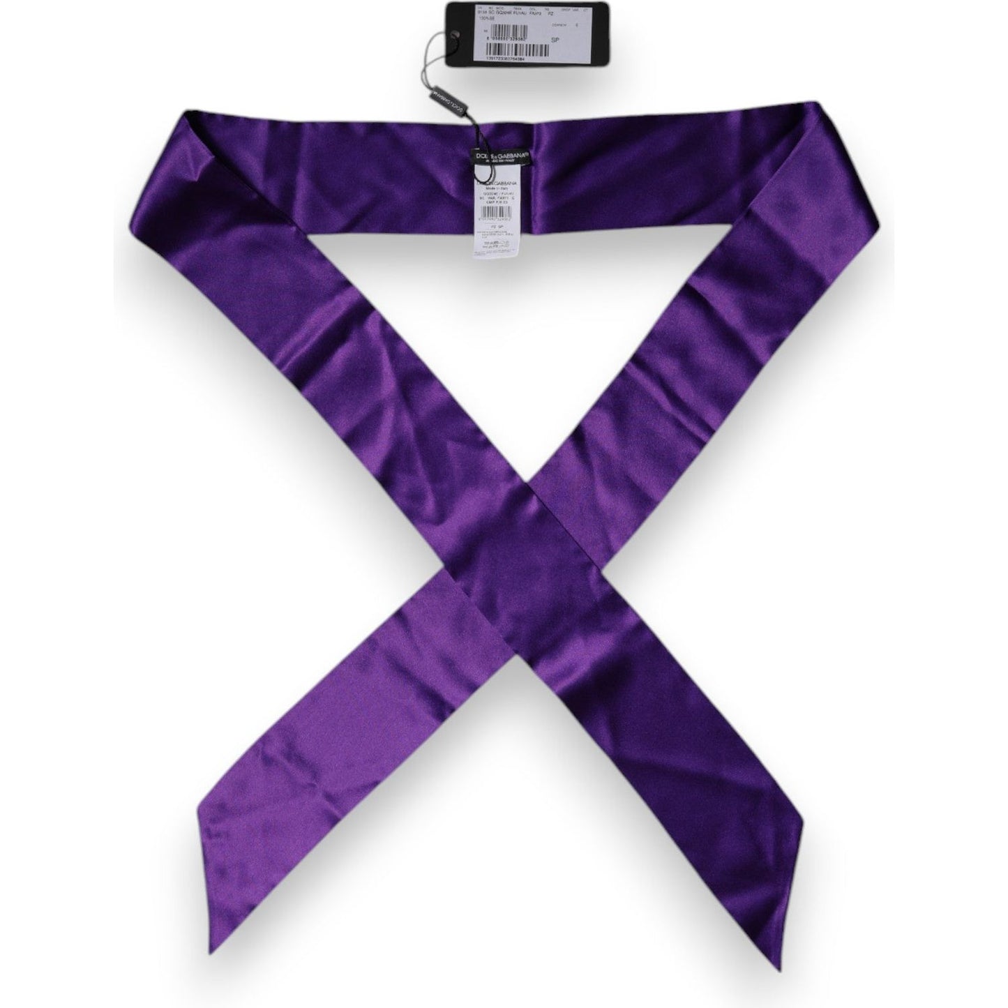 Dolce & Gabbana Purple Satin Silk Skinny Neck Foulard Scarf