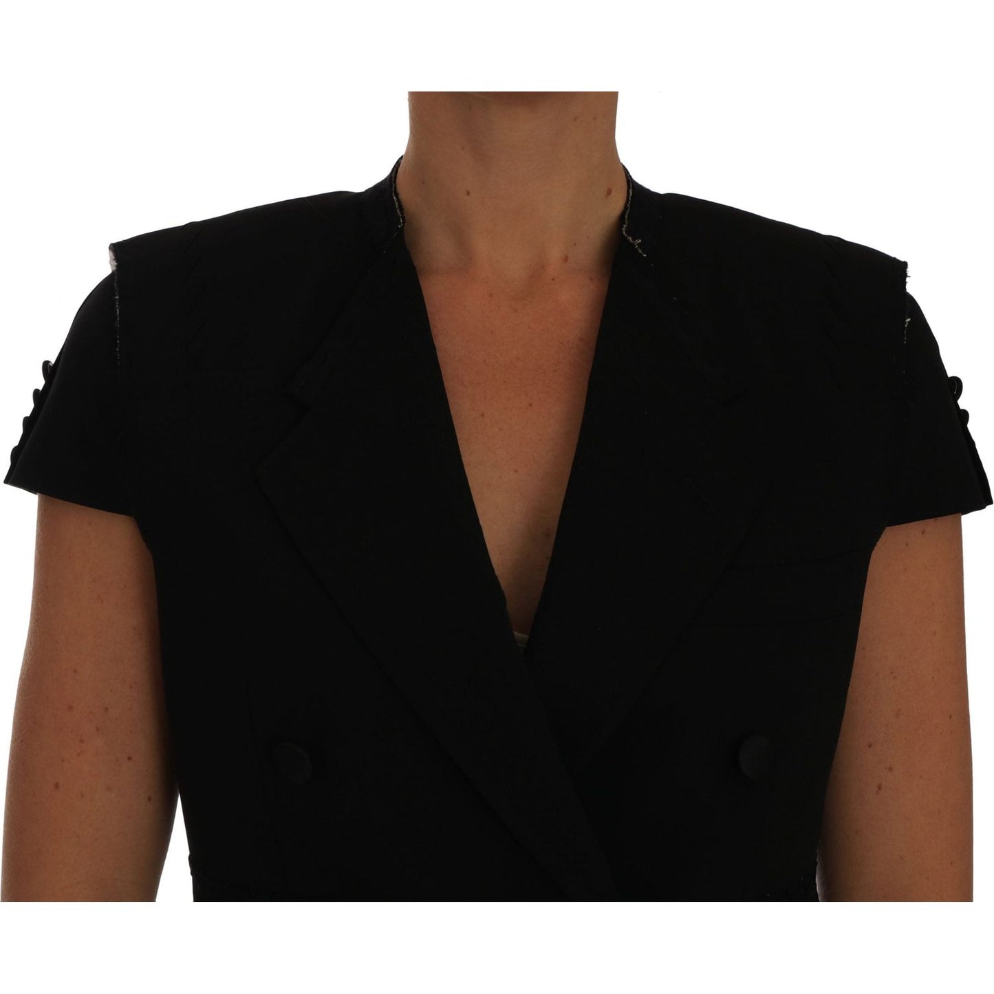 Dolce & Gabbana Chic Black Cropped Blazer Coat Coats & Jackets Dolce & Gabbana Black