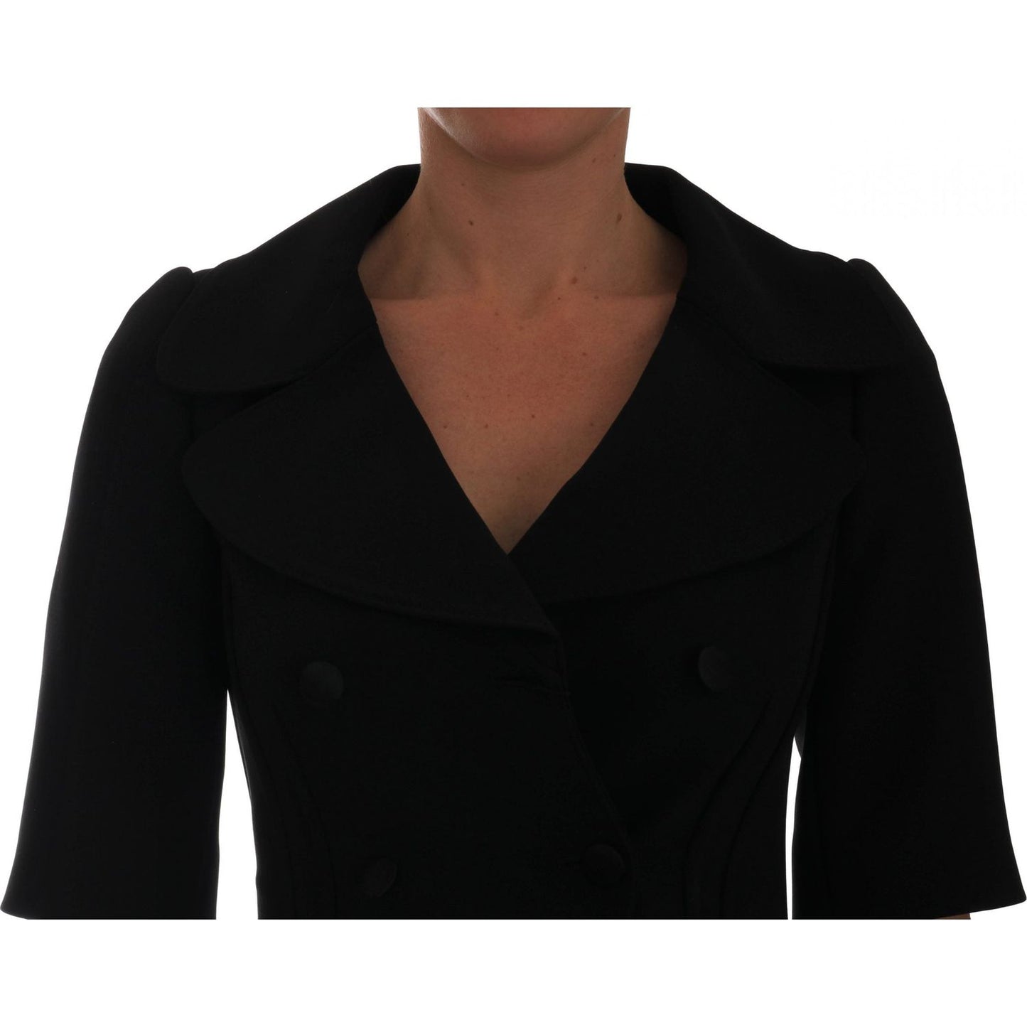 Dolce & Gabbana Chic Black Cropped Double Breasted Blazer Coats & Jackets Dolce & Gabbana Black