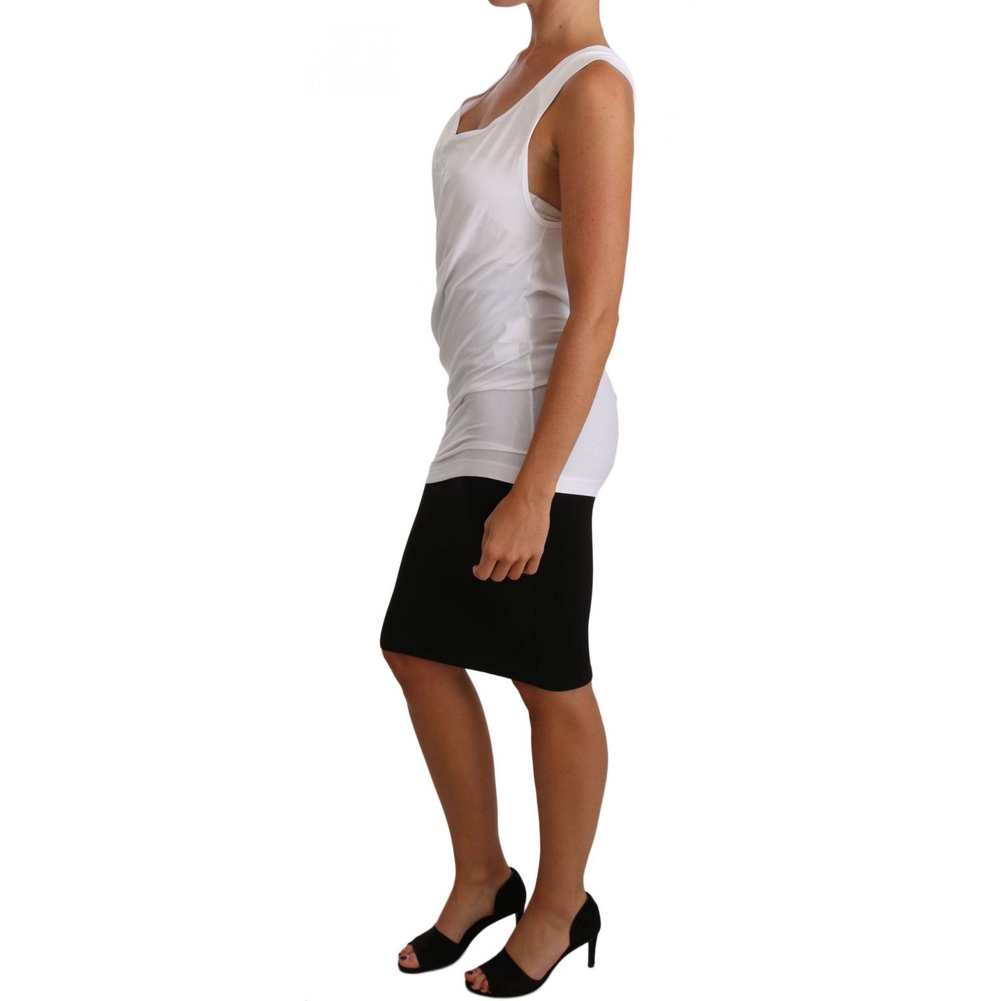 Cavalli Elegant White Tie Back Tank Top Tee Cavalli Sienna