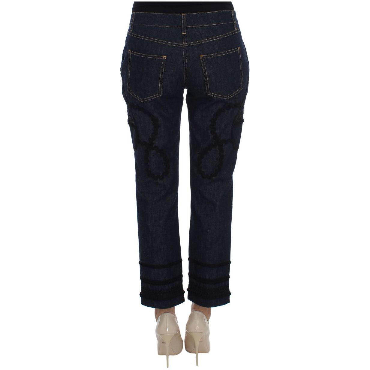 Dolce & Gabbana Embroidered Capri Jeans for Elegant Styling Dolce & Gabbana Black