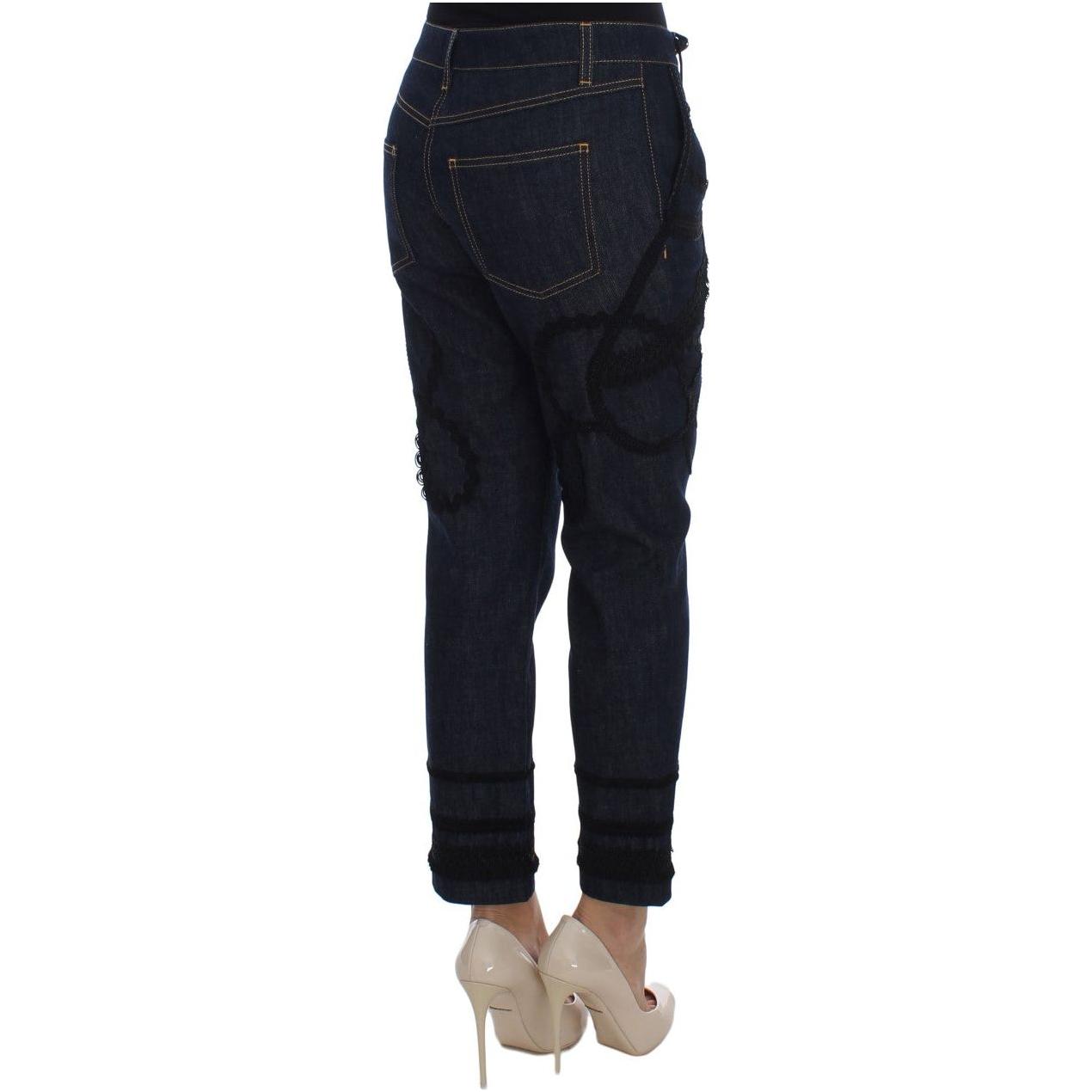Dolce & Gabbana Embroidered Capri Jeans for Elegant Styling Dolce & Gabbana Black