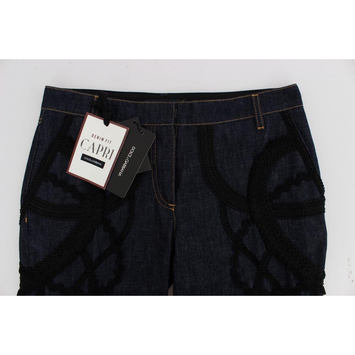 Dolce & Gabbana Embroidered Capri Jeans for Elegant Styling Dolce & Gabbana Black