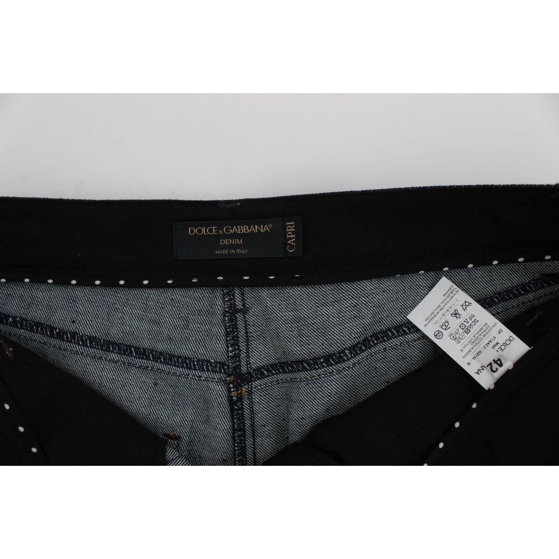 Dolce & Gabbana Embroidered Capri Jeans for Elegant Styling Dolce & Gabbana Black