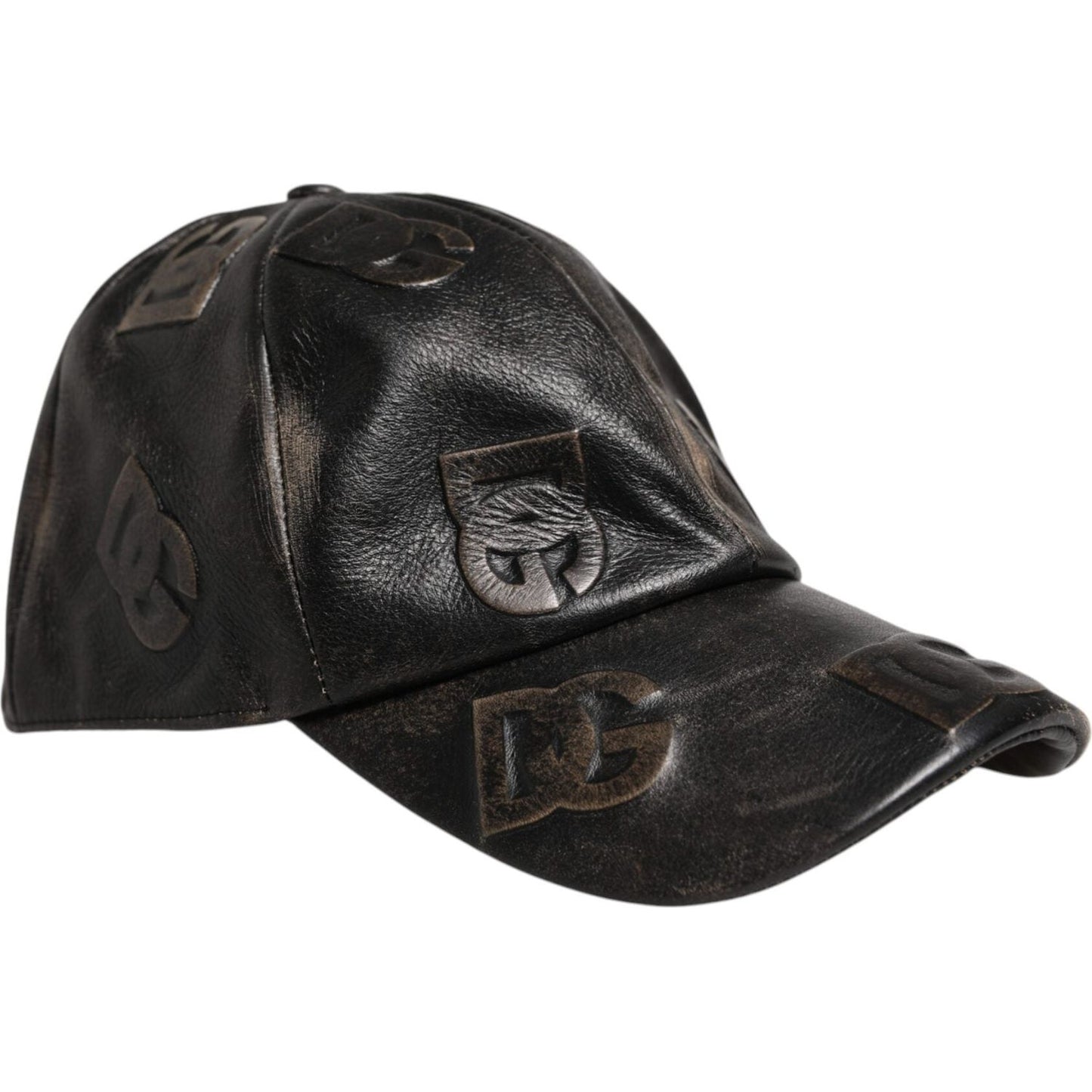 Dolce & Gabbana Brown Leather Logo Monogram Baseball Cap