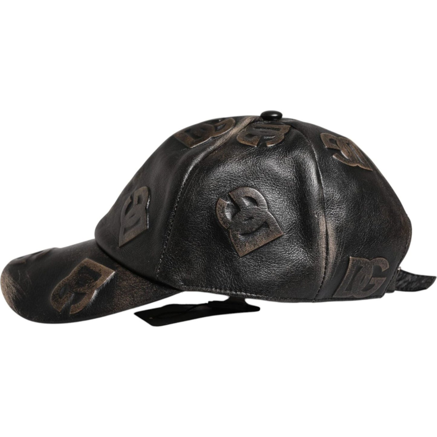 Dolce & Gabbana Brown Leather Logo Monogram Baseball Cap