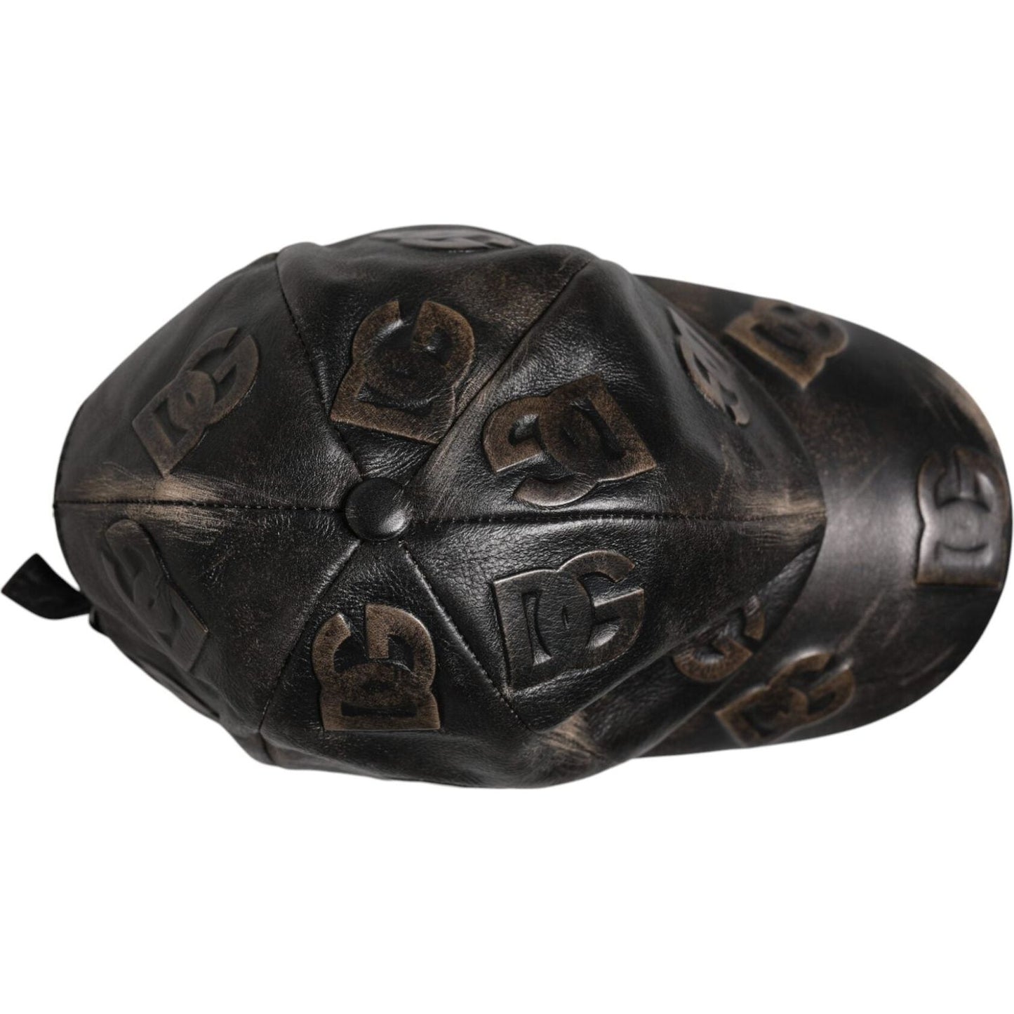 Dolce & Gabbana Brown Leather Logo Monogram Baseball Cap