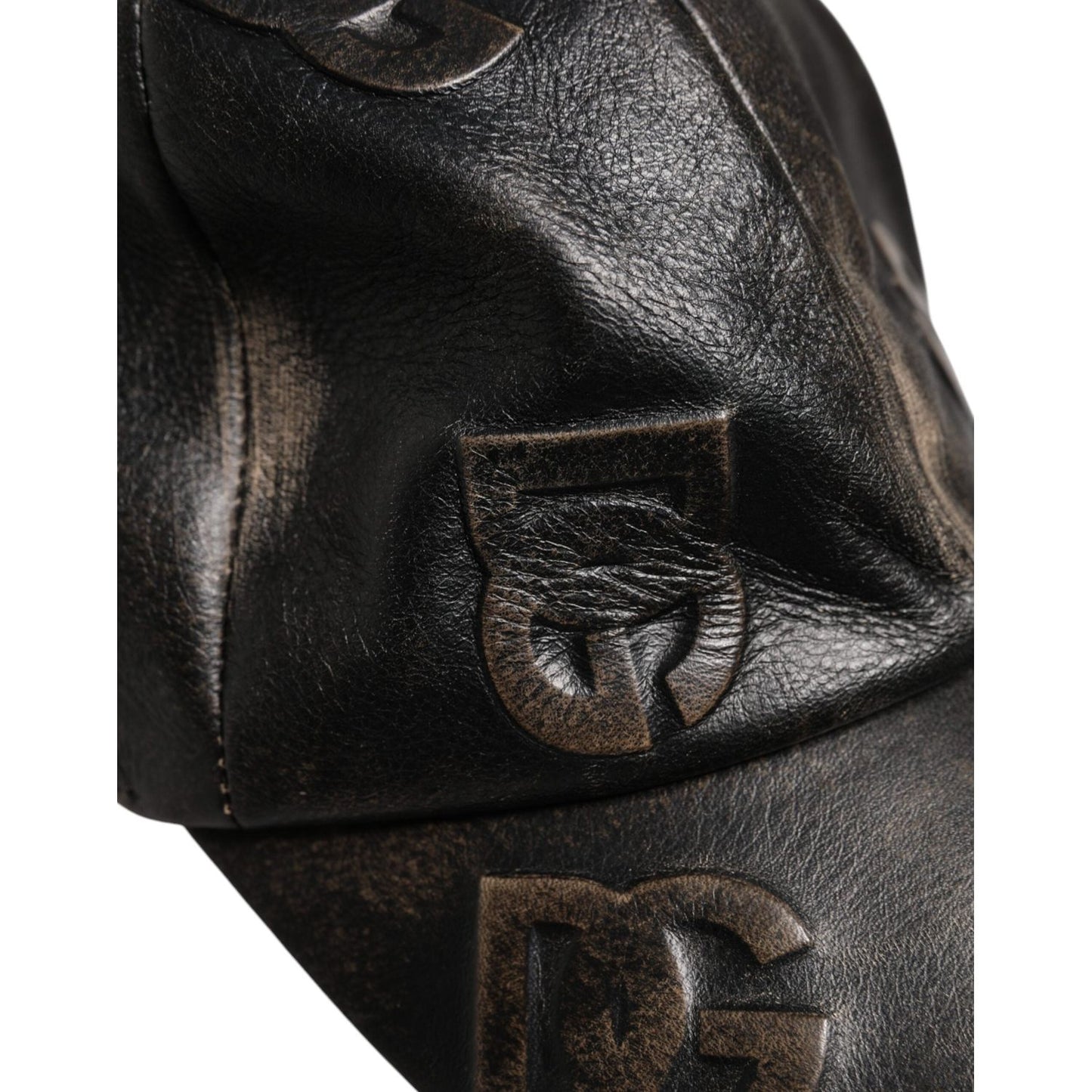 Dolce & Gabbana Brown Leather Logo Monogram Baseball Cap