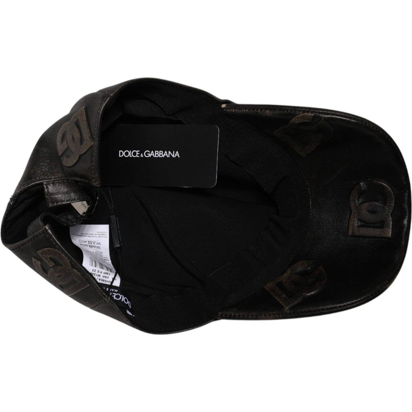 Dolce & Gabbana Brown Leather Logo Monogram Baseball Cap