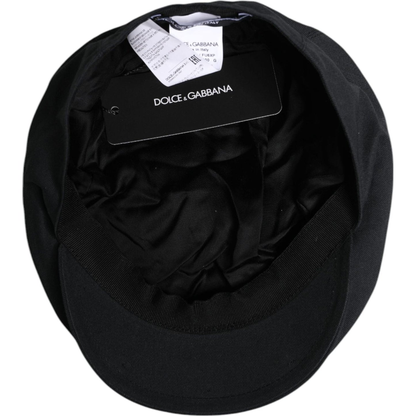 Dolce & Gabbana Black Cotton Newsboy Capello Cabbie Hat