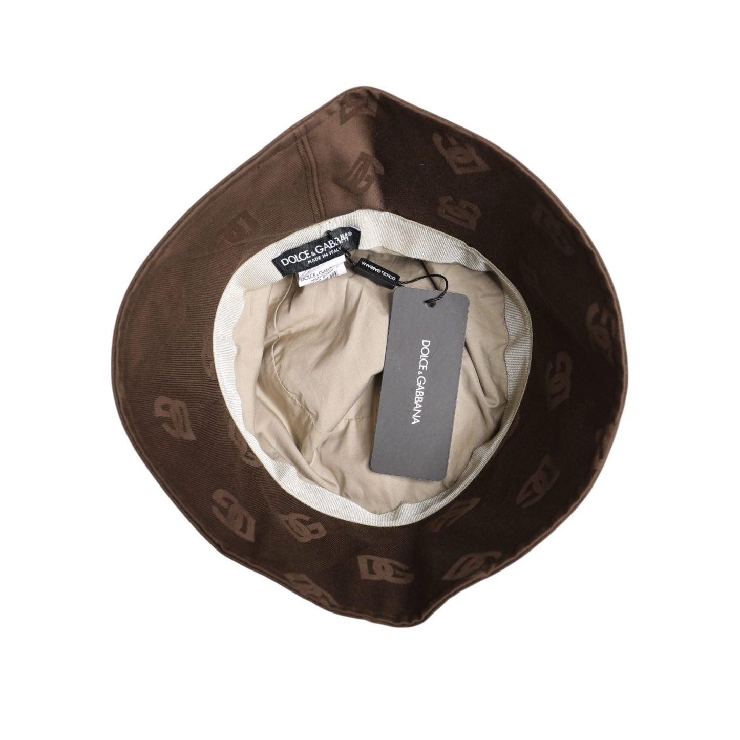 Dolce & Gabbana Brown Logo Monogram Cotton Bucket Cap