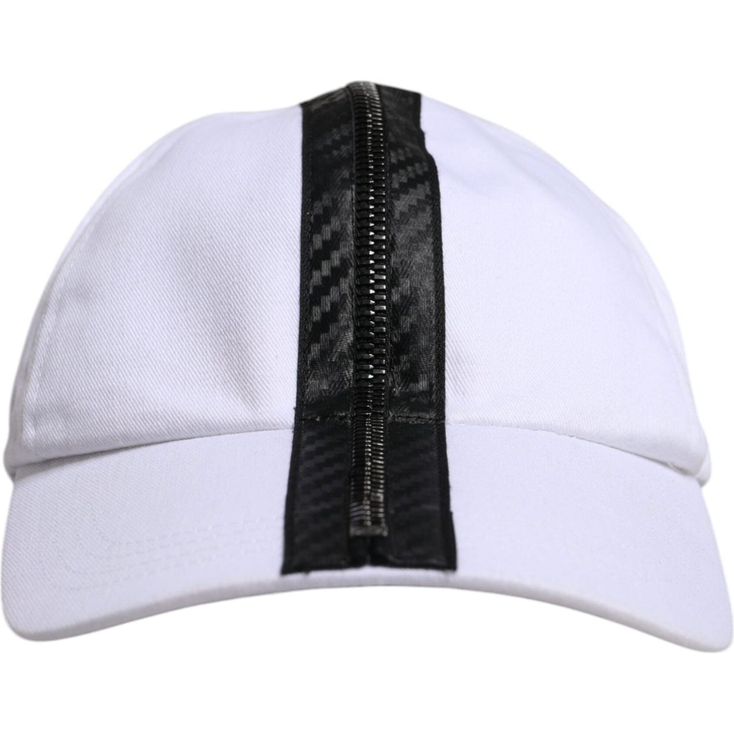 Dolce & Gabbana White Black Cotton Zip Baseball Cap
