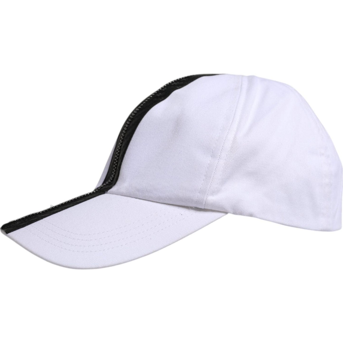 Dolce & Gabbana White Black Cotton Zip Baseball Cap