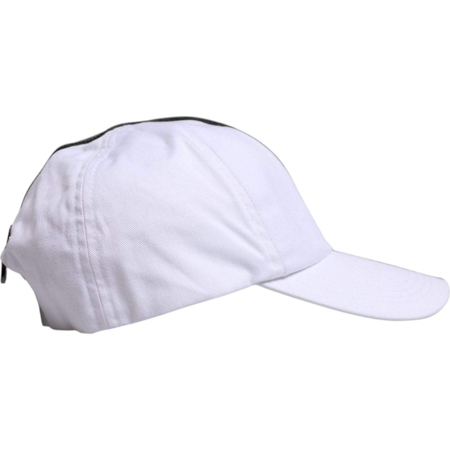 Dolce & Gabbana White Black Cotton Zip Baseball Cap