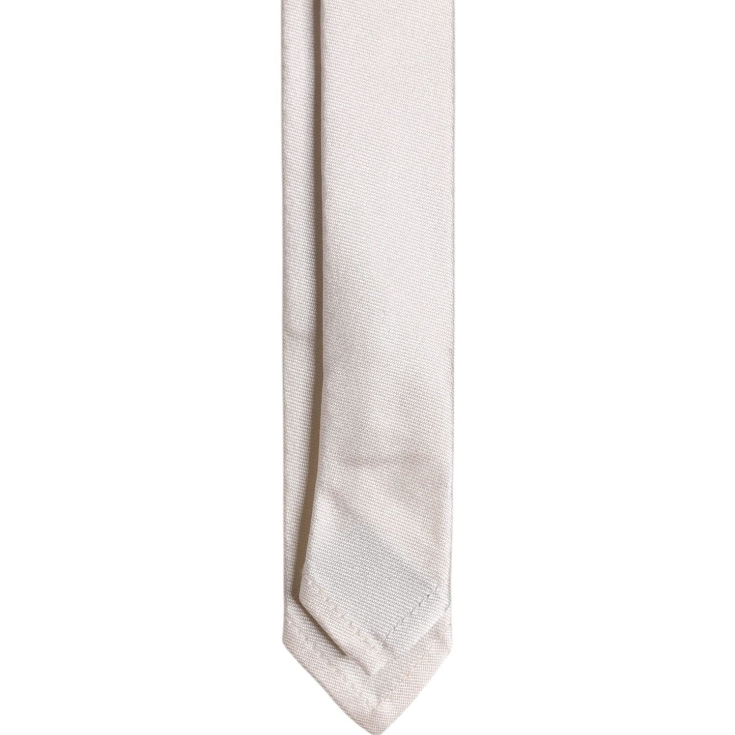 Dolce & Gabbana White Solid Silk Adjustable Necktie Tie KRA3404