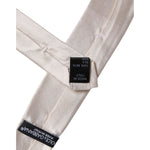 Dolce & Gabbana White Solid Silk Adjustable Necktie Tie KRA3404
