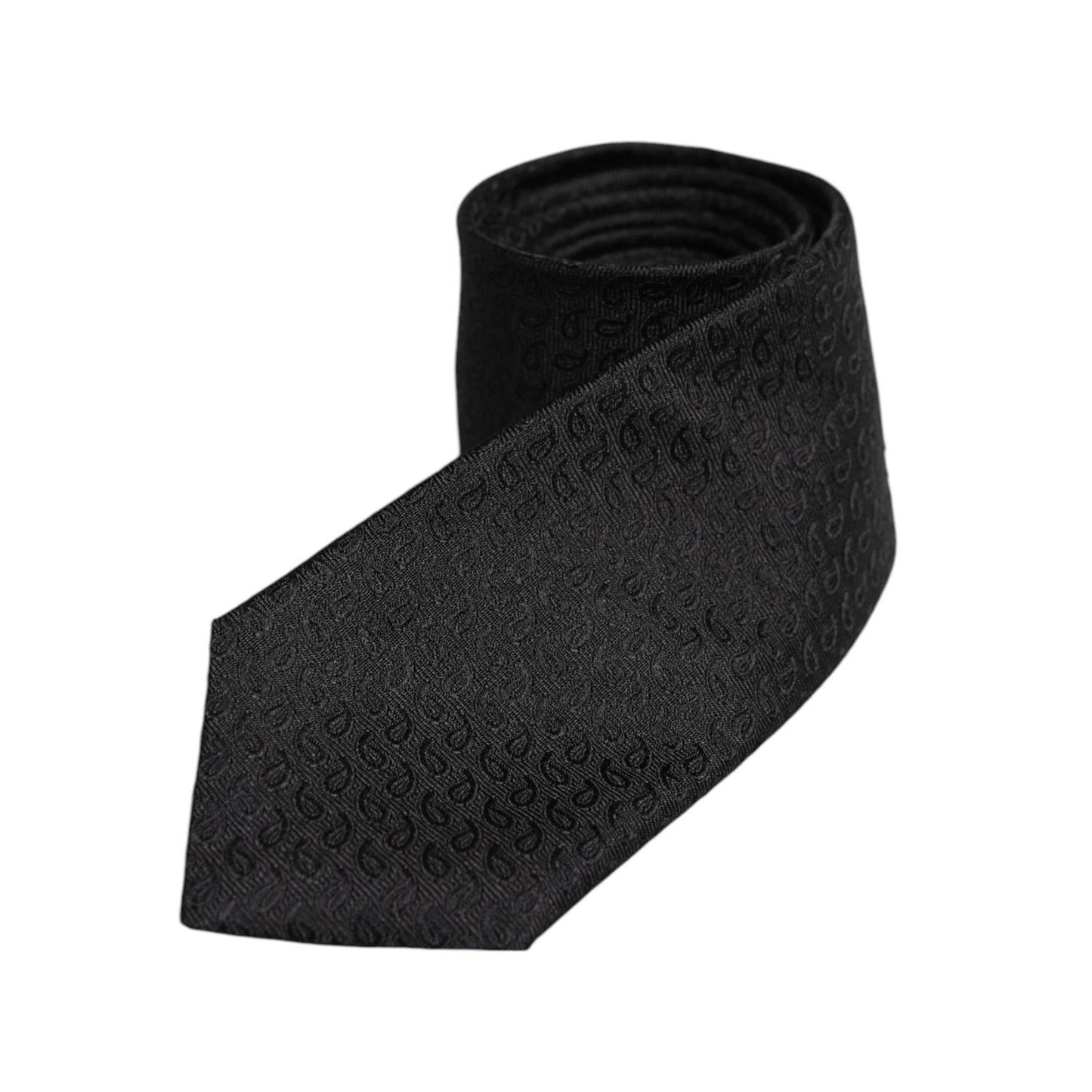 Dolce & Gabbana Black Patterned Silk Adjustable Necktie Tie KRA3435