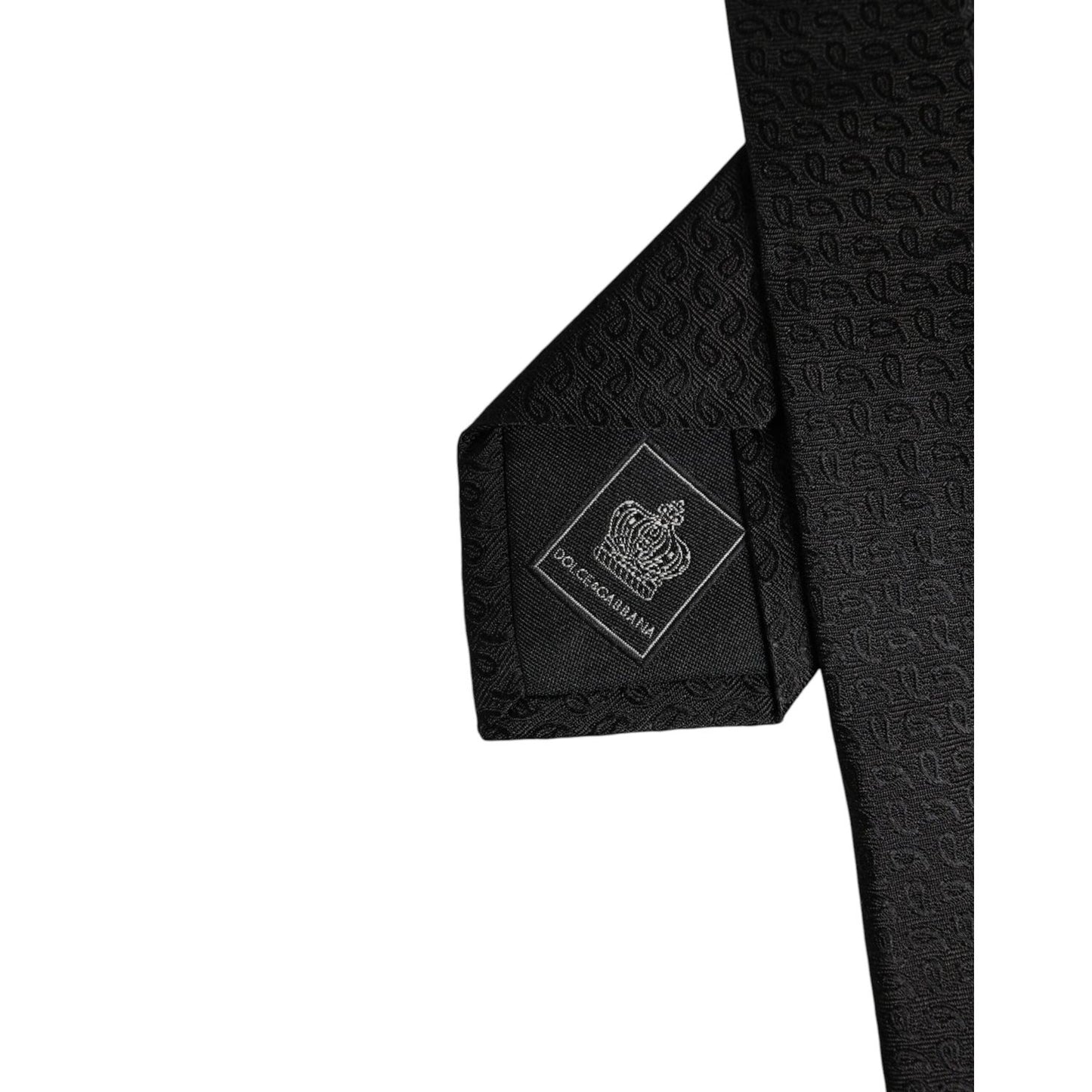 Dolce & Gabbana Black Patterned Silk Adjustable Necktie Tie KRA3435