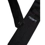Dolce & Gabbana Black Solid Silk Adjustable Necktie Tie KRA3469