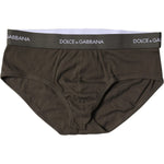 Dolce & Gabbana Gray Cotton Men Mid Slip Brief Underwear