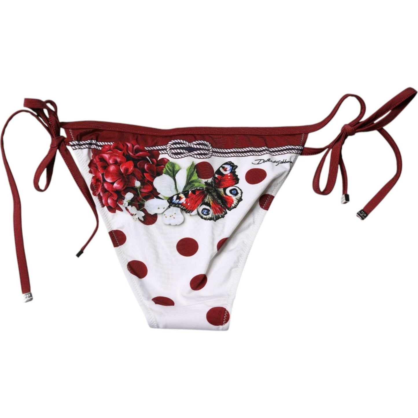 Dolce & Gabbana White Floral Print Swimsuit Bikini Bottom Swimwear