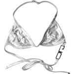 Dolce & Gabbana Silver Logo Halter Beachwear Bikini Top Swimwear