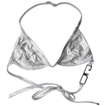 Dolce & Gabbana Silver Logo Halter Beachwear Bikini Top Swimwear