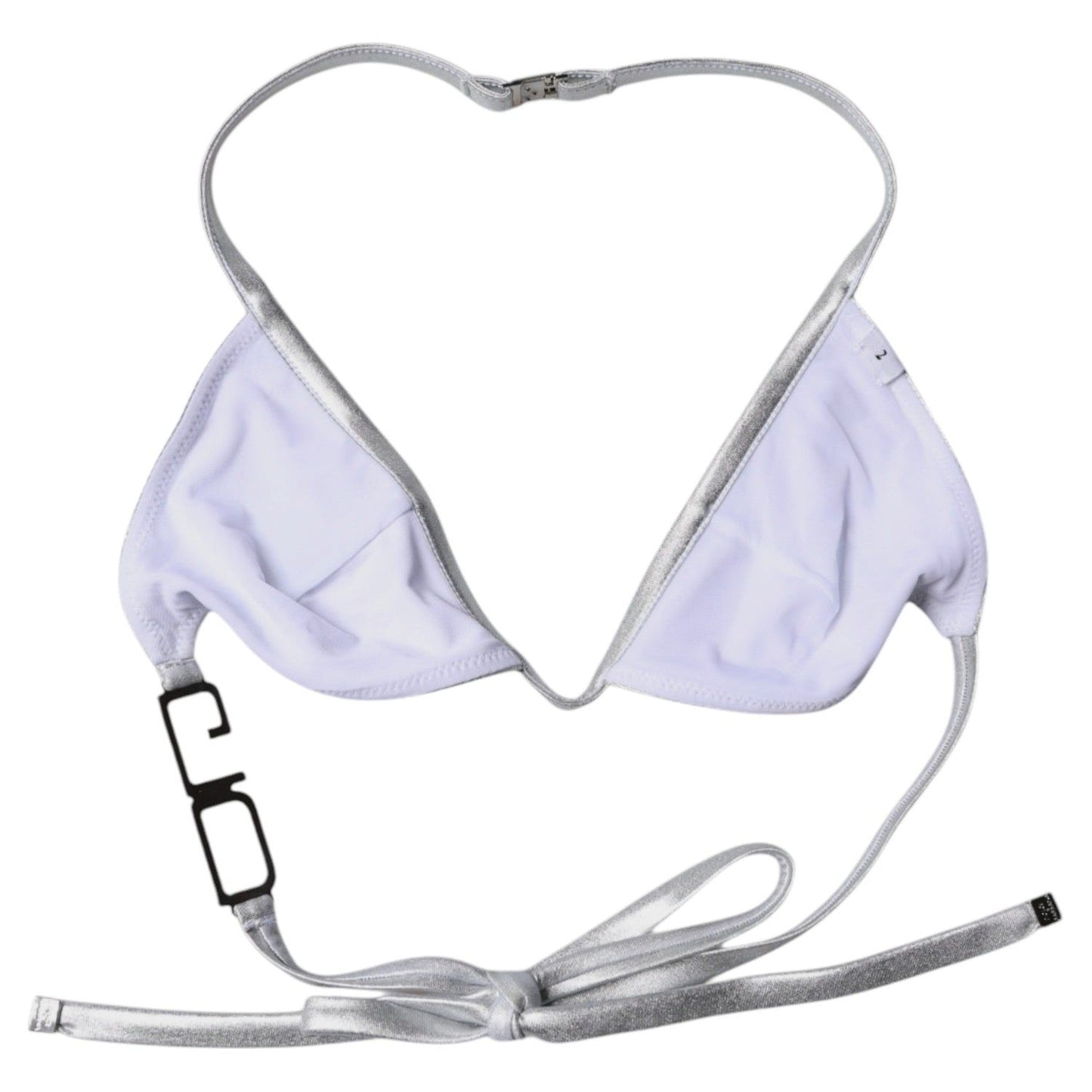 Dolce & Gabbana Silver Logo Halter Beachwear Bikini Top Swimwear