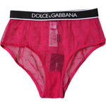 Dolce & Gabbana Fuchsia Tulle Nylon Mid Waist Panty Underwear
