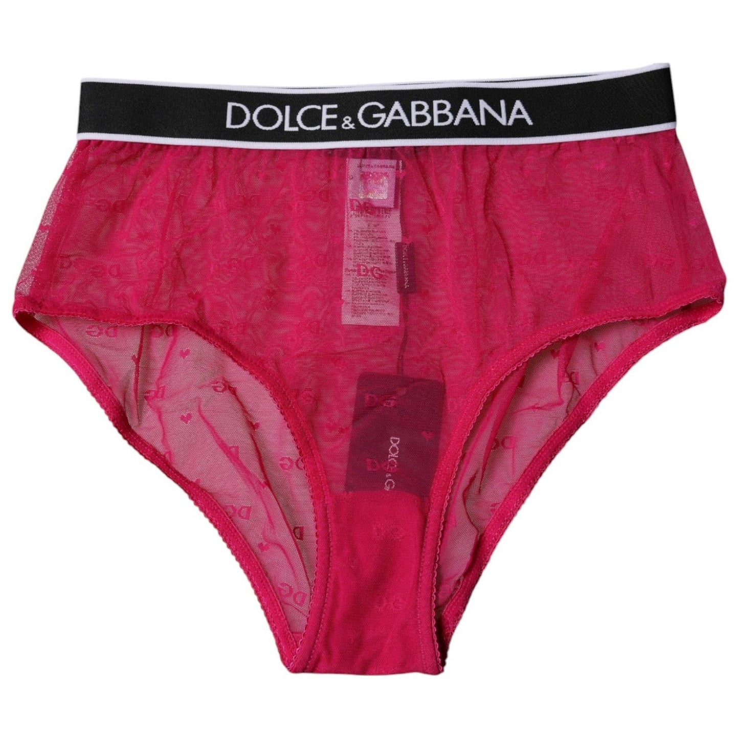 Dolce & Gabbana Fuchsia Tulle Nylon Mid Waist Panty Underwear