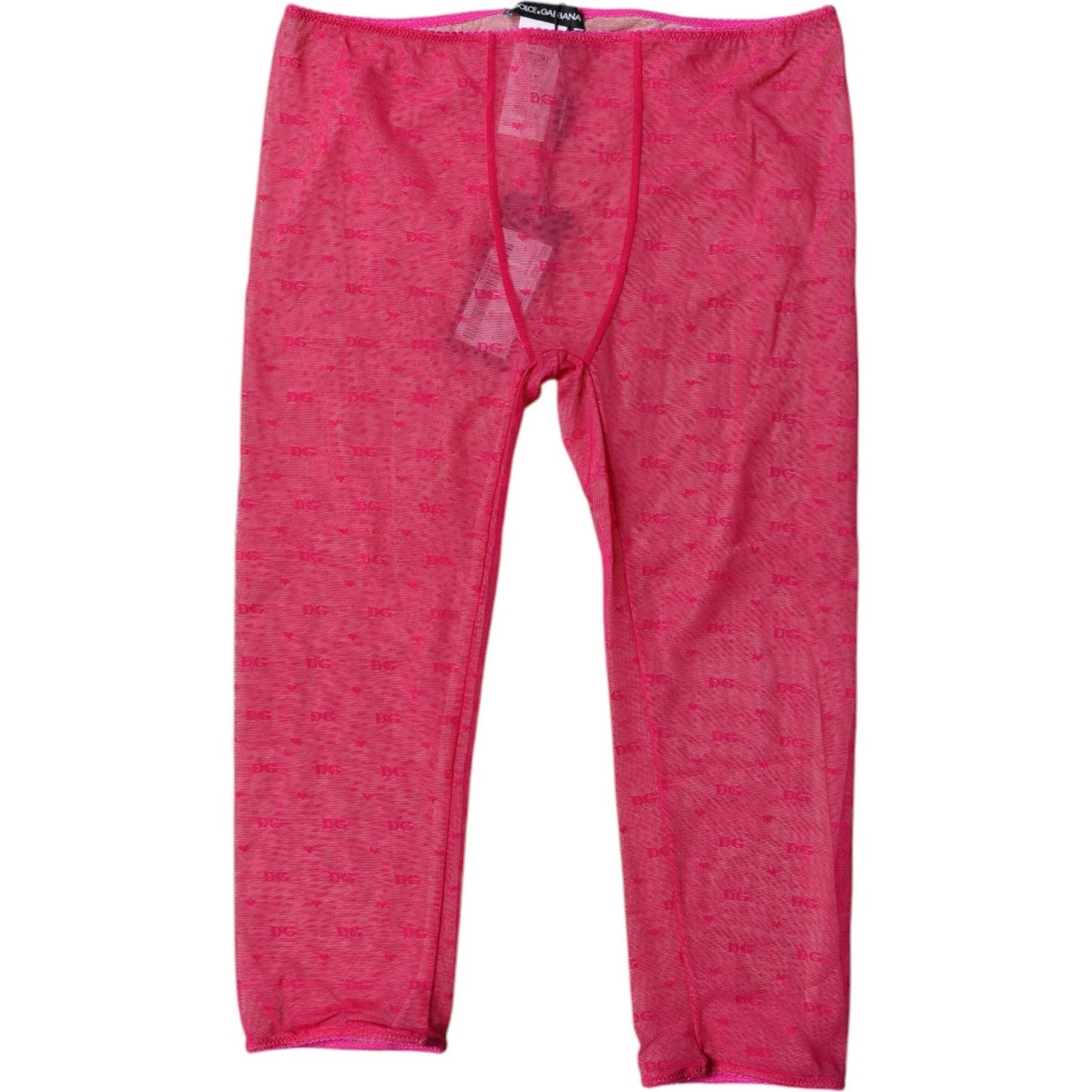 Dolce & Gabbana Fuchsia Logo Lace Lingerie Cropped Tight Underwear
