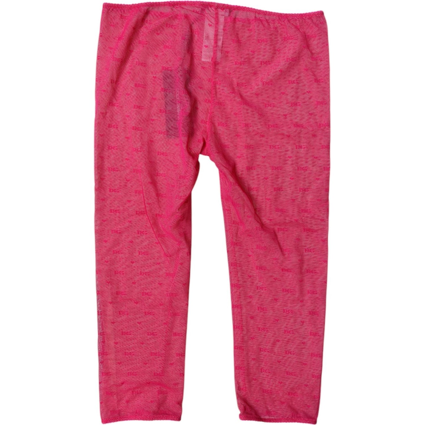 Dolce & Gabbana Fuchsia Logo Lace Lingerie Cropped Tight Underwear