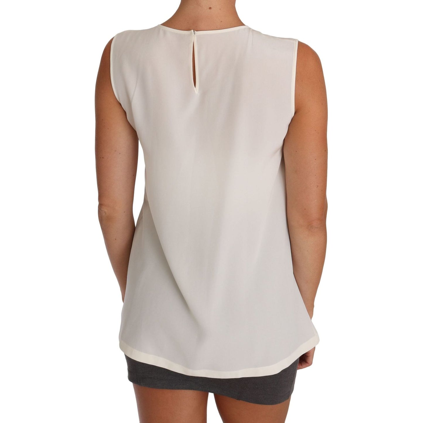 Dolce & Gabbana Enchanted Sequined Silk Sleeveless Top Dolce & Gabbana Gray