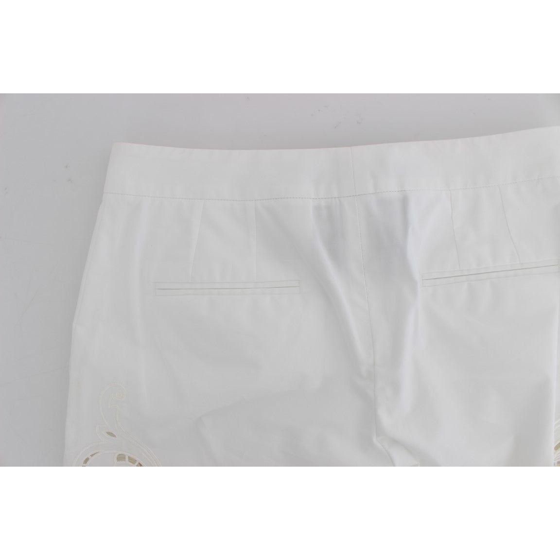 Dolce & Gabbana Elegant White Floral Cutout Dress Pants Dolce & Gabbana Gray