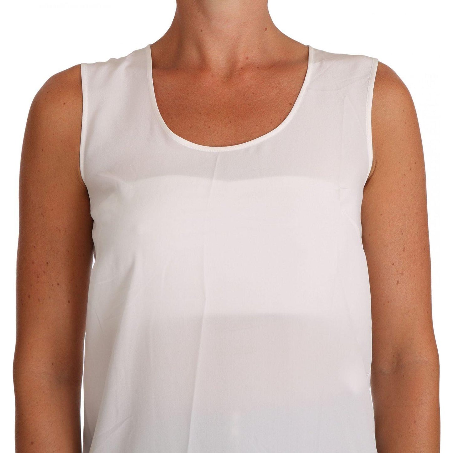 Dolce & Gabbana Elegant Sleeveless White Silk Blouse Top Dolce & Gabbana Sienna