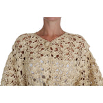 Dolce & Gabbana Chic Beige Crochet Raffia Cardigan Dolce & Gabbana Rosy Brown