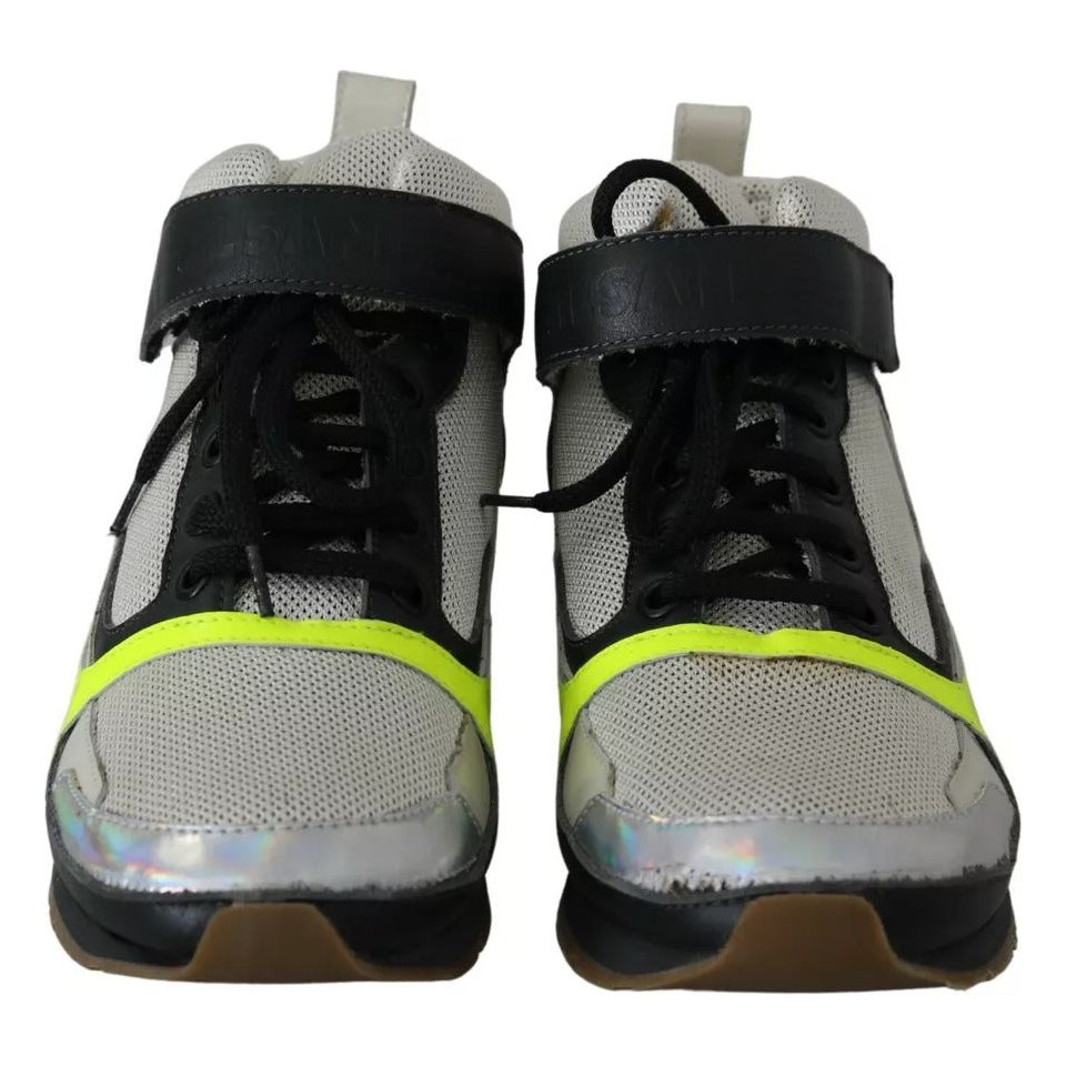 Jil Sander Fog Gray Neon Green Black Lace-Up Strap Shoes