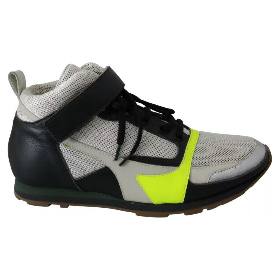 Jil Sander Fog Gray Neon Green Black Lace-Up Strap Shoes