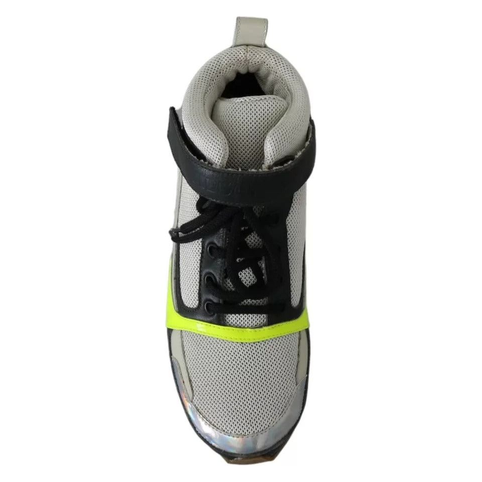 Jil Sander Fog Gray Neon Green Black Lace-Up Strap Shoes
